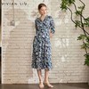 VIVIAN LIU D2527401 春季V领印花收腰A字裙摆七分袖中长款连衣裙 商品缩略图0