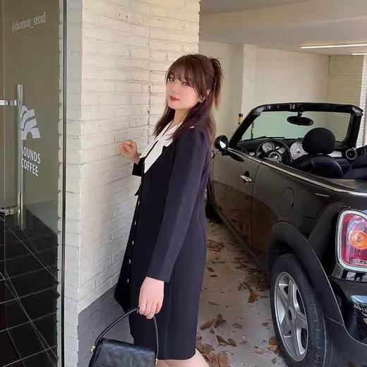 双十二福利！【诗铭洛可】XC7621连衣裙拼色小香风长袖裙 商品图1