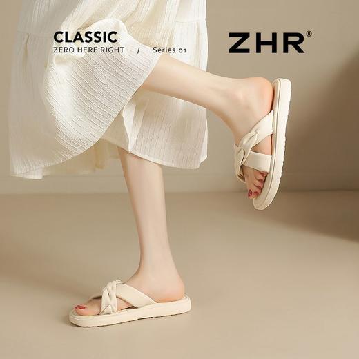 ZHR则则交叉带平底拖鞋2025新款气质百搭休闲法式一字拖外穿女鞋 商品图8