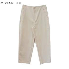 VIVIAN LIU V2515005 初春新款腰部前拉链系扣斜插兜显瘦休闲裤
