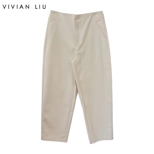 VIVIAN LIU V2515005 初春新款腰部前拉链系扣斜插兜显瘦休闲裤 商品图0