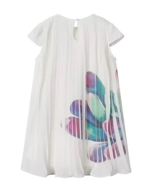 【选2件15元-NO退】米白三宅水墨彩莲连衣裙-微脏/微瑕-喜出 商品图2