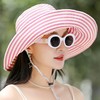 可卷折叠复古UV织带条纹大帽檐渔夫帽子女夏季户外百搭遮阳防晒帽 商品缩略图2