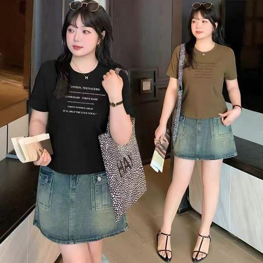 【诗铭洛可】W1155印花T恤美式印花宽松弹力短袖C4-2 商品图0