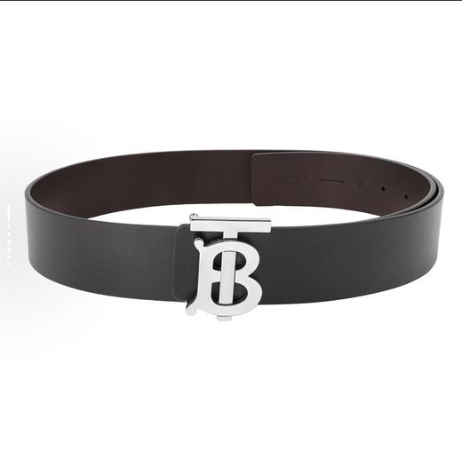 Burberry博柏利 两面专属TB标识图案皮革腰带皮带 皮革 皮带 男款 黑色/麦芽棕色 宽4cm 商品图0