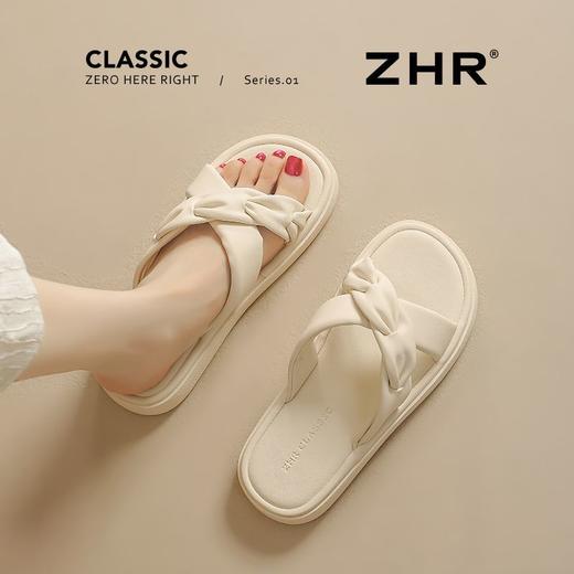 ZHR则则交叉带平底拖鞋2025新款气质百搭休闲法式一字拖外穿女鞋 商品图1