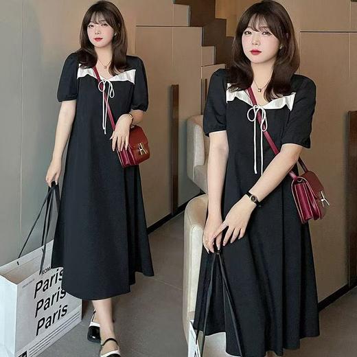【诗铭洛可】XC2268连衣裙撞色领口小黑裙B14-1长款/B16-3短款 商品图0