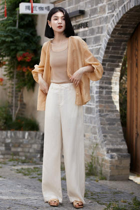 直筒裤王夏日天丝亚麻呼吸空气裤