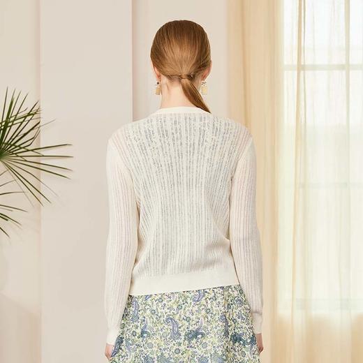 VIVIAN LIU薇薇安刘D2516309圆领金属一排扣长袖短款亮片开衫毛衣 商品图1