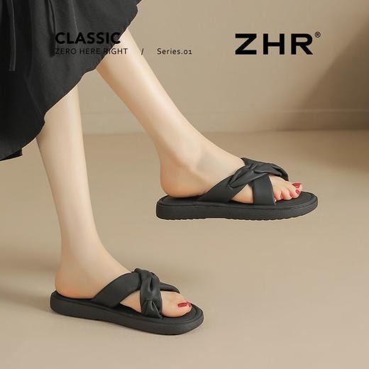 ZHR则则交叉带平底拖鞋2025新款气质百搭休闲法式一字拖外穿女鞋 商品图5