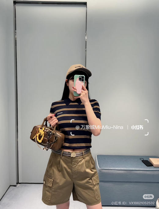 68-4 独家圆正 miu夏季的羊绒 温润舒爽 条纹针织polo衫 我穿42合身44宽松 商品图0