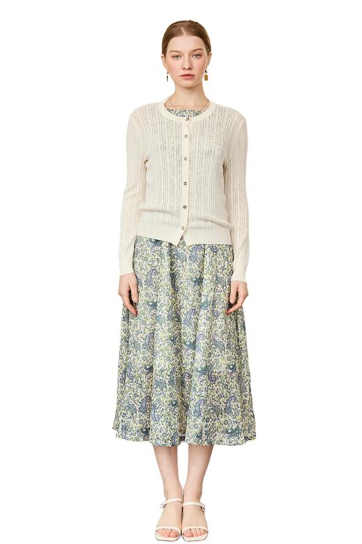 VIVIAN LIU薇薇安刘D2516309圆领金属一排扣长袖短款亮片开衫毛衣 商品图5