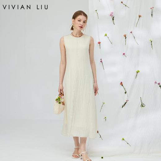VIVIAN LIU V2534106 夏季新款圆领后背系扣无袖收腰优雅连衣裙 商品图0