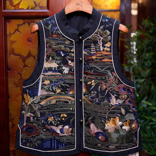 香云纱重工刺绣马甲 商品图0