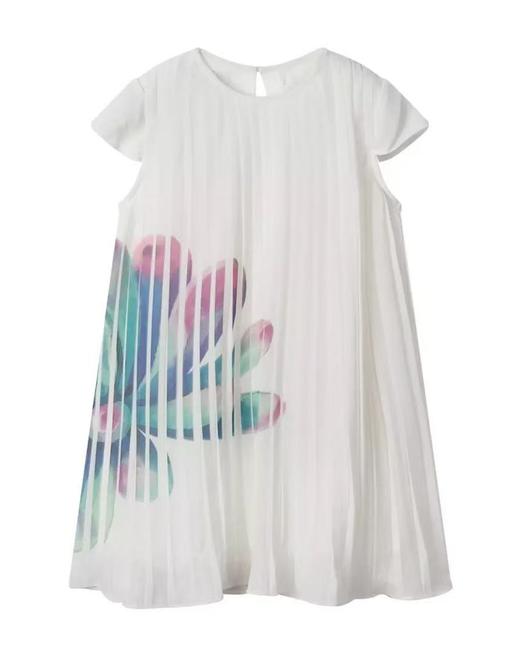 【选2件15元-NO退】米白三宅水墨彩莲连衣裙-微脏/微瑕-喜出 商品图1