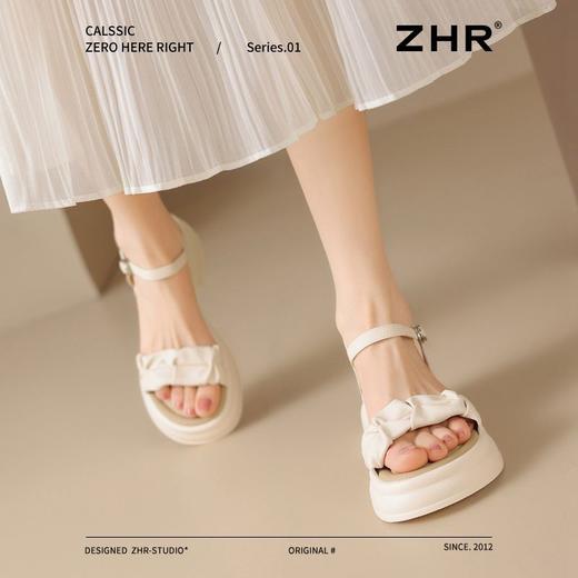 ZHR则则厚底一字带凉鞋2025新款松糕底时装凉鞋法式气质女鞋透气 商品图6