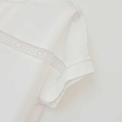 VIVIAN LIU V2537306 夏季新款圆领前胸拼花边宽松休闲短袖T恤 商品图2