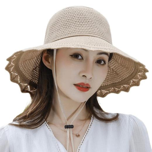 可折叠帽子夏女士韩版防晒遮阳帽太阳帽中老年龄大檐沙滩渔夫凉帽 商品图4