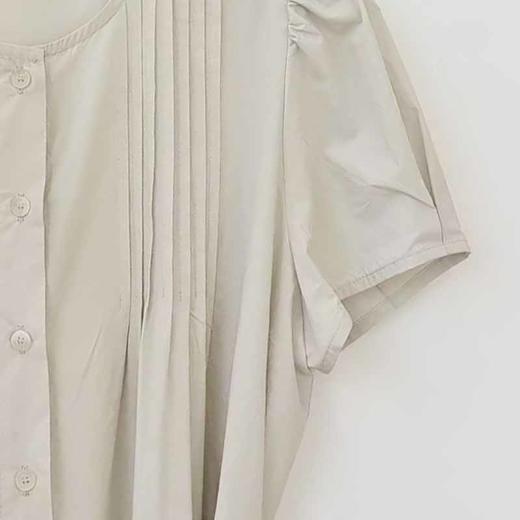 VIVIAN LIU V2534107 夏季女装圆领压褶系带系扣泡泡袖短袖连衣裙 商品图2