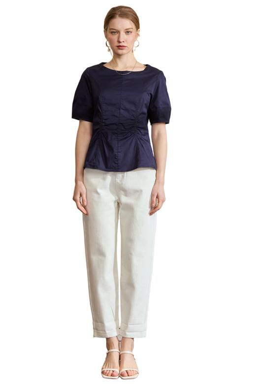 VIVIAN LIU D2515003 25初春斜插兜哈伦裤腿卷边宽松休闲牛仔长裤 商品图5