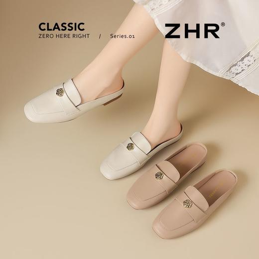 ZHR则则方头山茶花穆勒拖鞋女鞋2025新款优雅山茶花舒适透气单鞋 商品图6