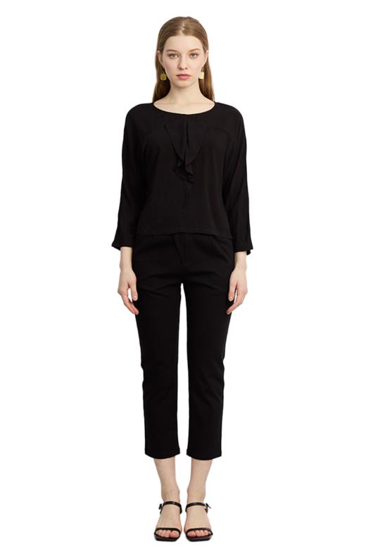 VIVIAN LIU R2445001 25春季新款腰部斜门襟斜插兜直筒休闲九分裤 商品图5