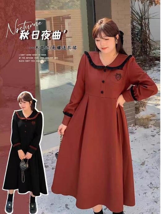 双十二福利！【诗铭洛可】XC7857连衣裙高级感翻领小标刺绣长袖裙 商品图0