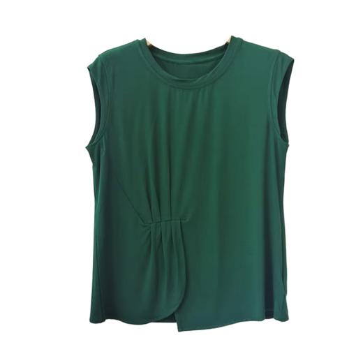 VIVIAN LIU R2447310 25春季女装圆领腰部捏褶不规则砍袖针织衫 商品图4