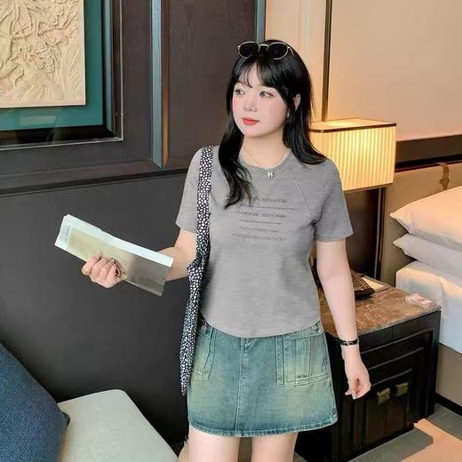 【诗铭洛可】W1155印花T恤美式印花宽松弹力短袖C4-2 商品图1