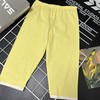 【选2件15元-NO退】120黄色拼白边休闲裤-微脏-喜出 商品缩略图0