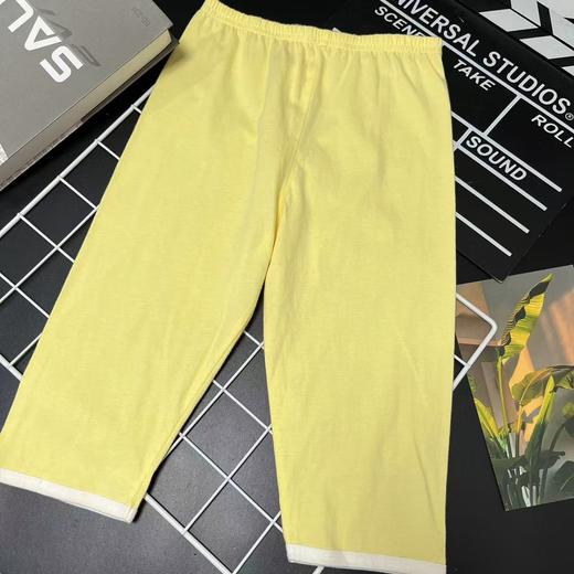 【选2件15元-NO退】120黄色拼白边休闲裤-微脏-喜出 商品图0
