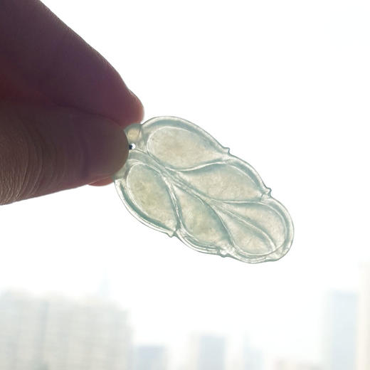 【天然正品】天然无杂裂冰种叶子造型翡翠（金枝玉叶）吊坠项链45.4*25.3*4.0MM（皆取最大值）女士现售价：980！特价 080625XY19 商品图10