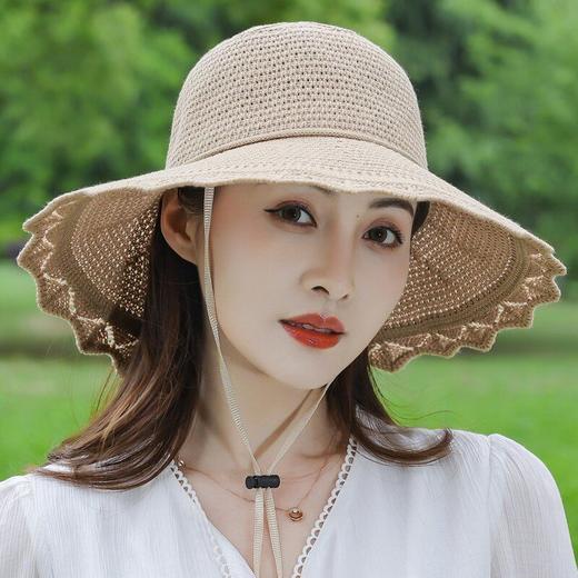 可折叠帽子夏女士韩版防晒遮阳帽太阳帽中老年龄大檐沙滩渔夫凉帽 商品图1
