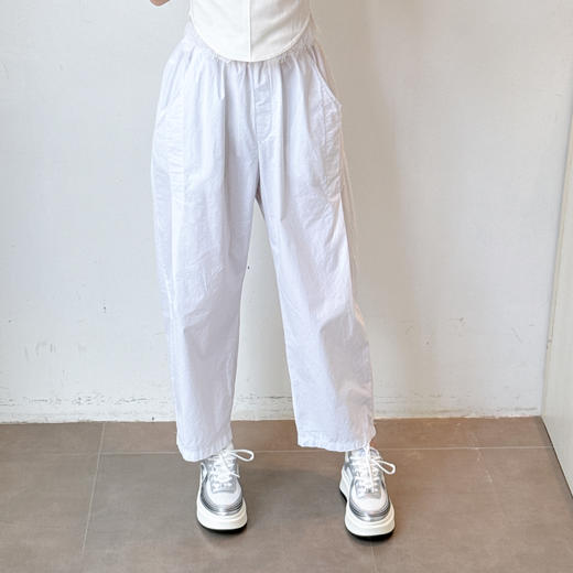 新款棉感休闲度假风白色萝卜裤 商品图2