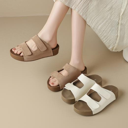 ZHR凉鞋女2025新款夏季外穿百搭魔术贴配裙子凉拖鞋厚底勃肯半托 商品图1