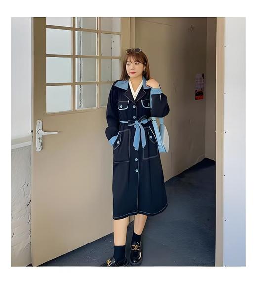 【诗铭洛可】XCX220 撞色风衣外套复古撞色大码B14-1 商品图5