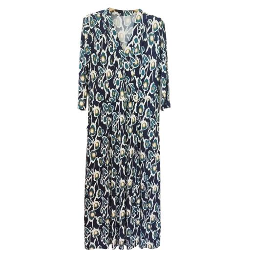 VIVIAN LIU D2527401 春季V领印花收腰A字裙摆七分袖中长款连衣裙 商品图4