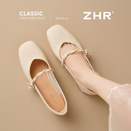 ZHR法式浅口单鞋女夏季新款2025粗跟绝美珍珠软底玛丽珍女鞋 商品图2
