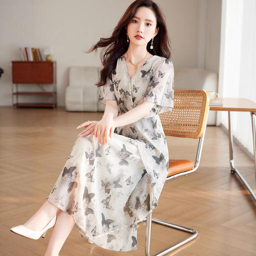 TZW-韩版气质蝴蝶碎花连衣裙女 商品图2