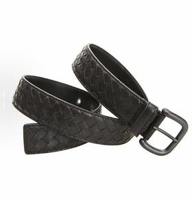 Bottega Veneta葆蝶家 黑色针扣 牛皮 皮带 男款 深啡色 宽度4cm