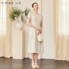 VIVIAN LIU V2534107 夏季女装圆领压褶系带系扣泡泡袖短袖连衣裙 商品缩略图0