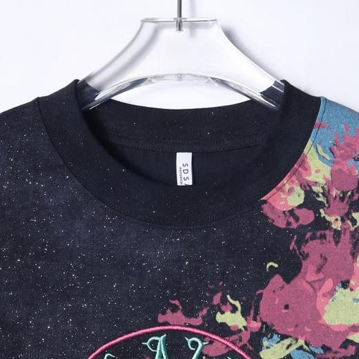 T3819夏季高级感新款男士重工刺绣字母印花短袖T恤满天星设计百搭上衣 商品图2