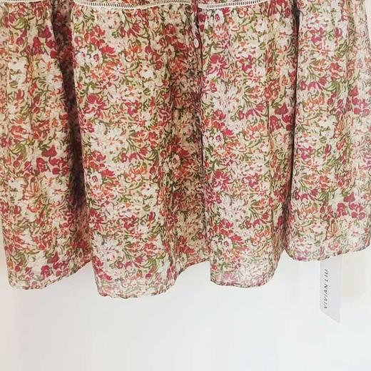 VIVIAN LIU V2524105 春季新款V领花边设计印花收腰短袖连衣裙 商品图3