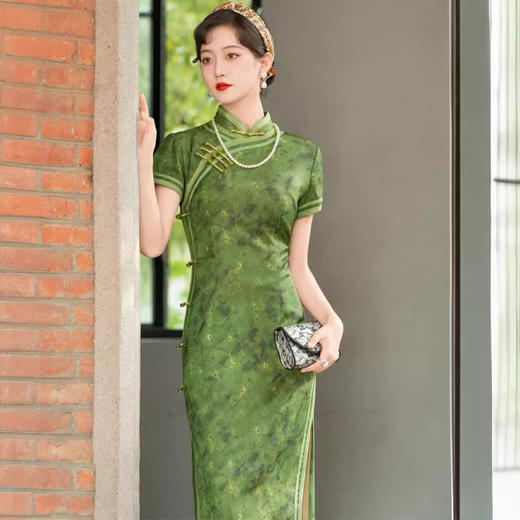 新中式夏季高端改良国风气质优雅长款旗袍HQ318 商品图0