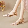 【预售5天】法式镂空尖头包头显瘦ins风凉鞋女夏季气质粗跟后绊带舒适百搭拼色单鞋MBJR&6932 商品缩略图0