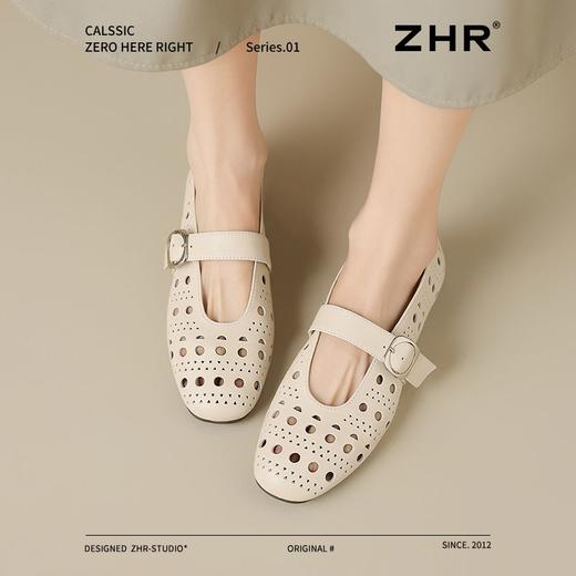 ZHR则则真皮复古镂空平底玛丽珍鞋女鞋2025新款时尚百搭洞洞单鞋 商品图6