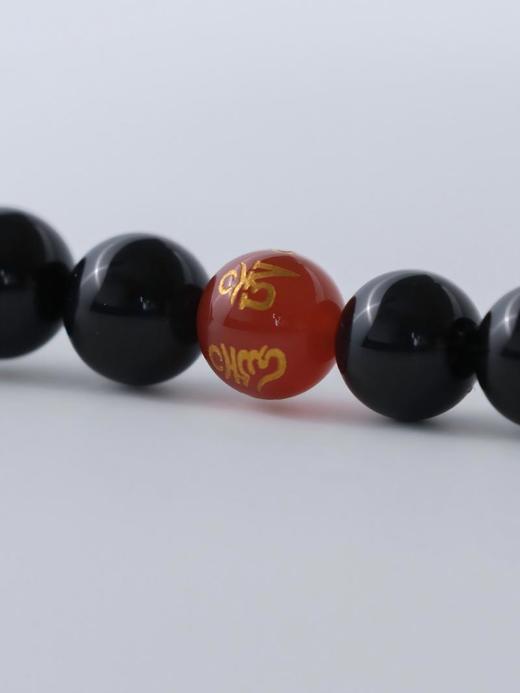 【度母】黑玛瑙绿玛瑙手串项链 紫光檀镶嵌种子字925银配件西藏祝福礼物原创设计国庆狂欢 商品图7