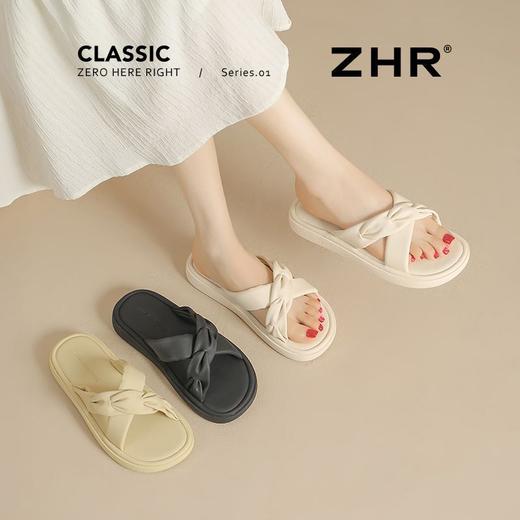 ZHR则则交叉带平底拖鞋2025新款气质百搭休闲法式一字拖外穿女鞋 商品图2