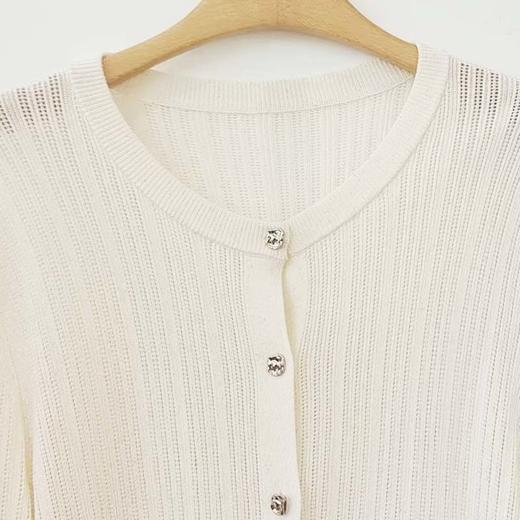 VIVIAN LIU薇薇安刘D2516309圆领金属一排扣长袖短款亮片开衫毛衣 商品图2