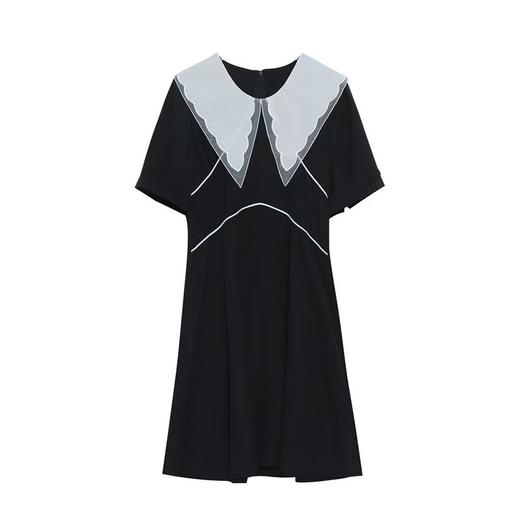 【诗铭洛可】XC2285 连衣裙短款赫本风拼色娃娃领裙子A13-2/B13-2 商品图4